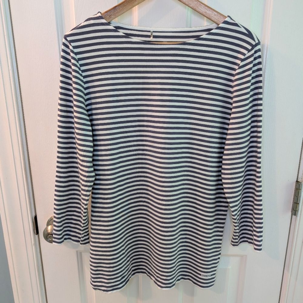 Bogner Striped 3/4 Sleeve Stretch Top Blue White 12 - Picture 9 of 9